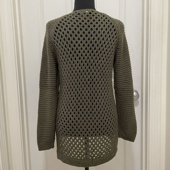 H&M Knit Sweater Olive Green Pullover Boho Women's Size Small Loose Knit‎ Back - Picture 3 of 6